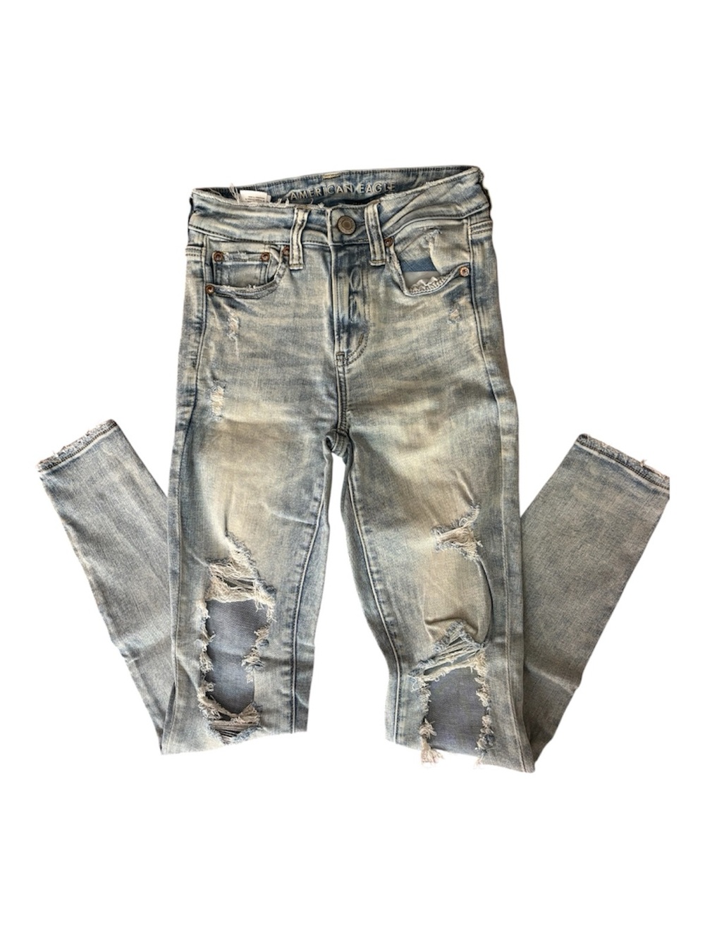 American Eagle Light Wash High Rise Ripped Jegging Size 2